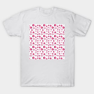 Red Mushrooms Pattern - White T-Shirt